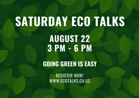Ecological Event Ad with Green Leaves Texture Flyer A5 Horizontal Design Template