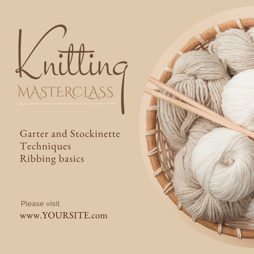 Modèle de visuel Knitting Master Class Announcement - Instagram