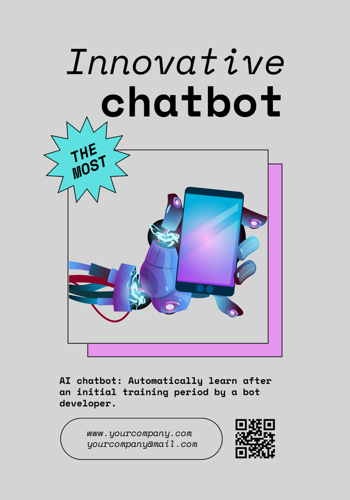 Innovative Online Chatbot Services Poster 28x40in Πρότυπο σχεδίασης