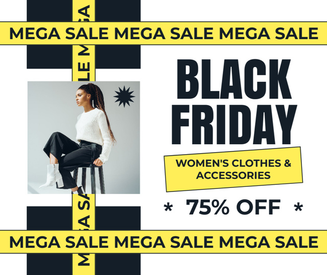 Designvorlage Black Friday Mega Sale of Modern Looks für Facebook
