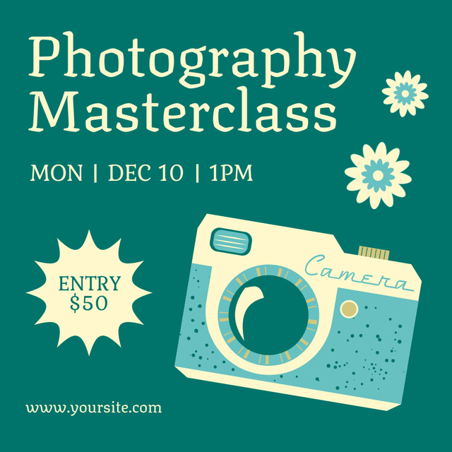 Plantilla de diseño de Photography Masterclass Event With Retro Camera Instagram 