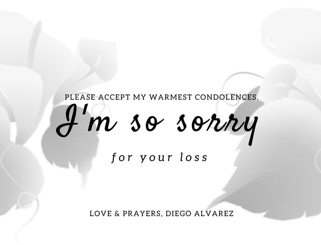 Sympathy Phrase with Foliage Shadow Postcard 4.2x5.5in Design Template
