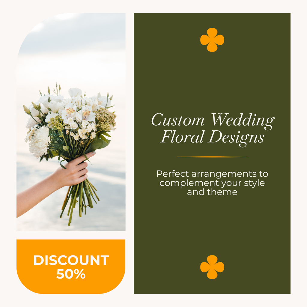 Elegant Wedding Bouquets at Half Price Instagram Design Template