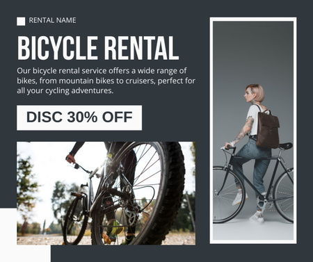 Plantilla de diseño de Alquiler de bicicletas deportivas y urbanas Facebook 