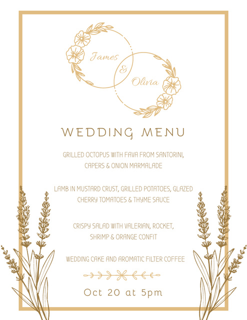 Template di design Beige Neutral Wedding Food List Menu 8.5x11in
