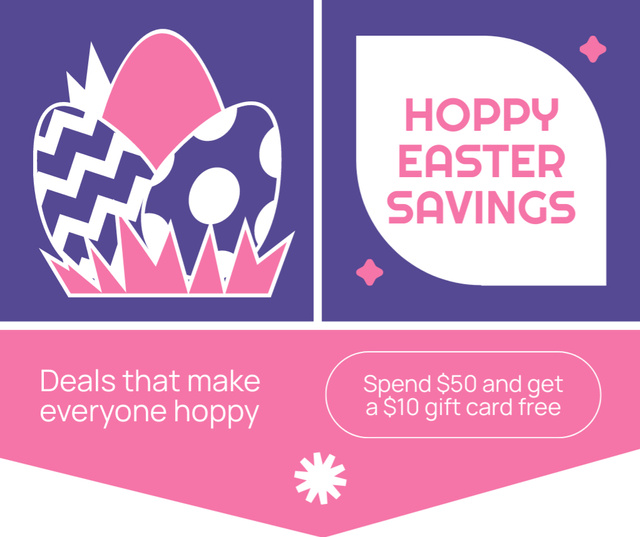 Template di design Easter Savings with Illustration of Eggs Facebook