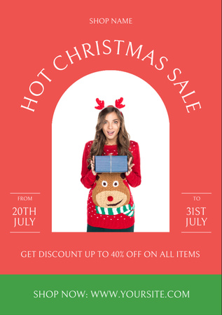 Platilla de diseño Hot July Christmas Sale Announcement Flyer A7