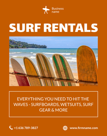 Plantilla de diseño de Beneficial Surfboards And Gear Rentals Poster 22x28in 