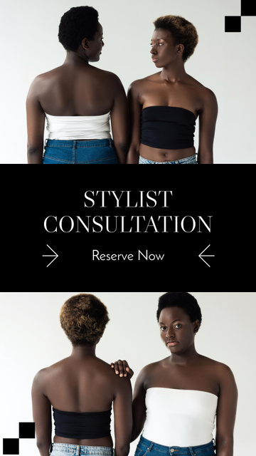 Stylist Consultation Ad with Beautiful Women Instagram Video Story Modelo de Design