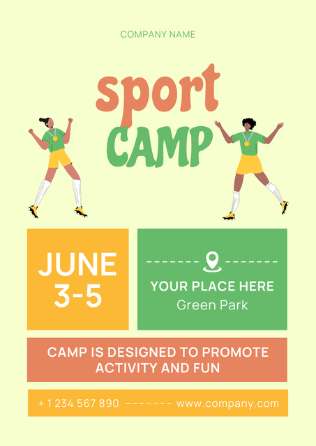 Summer Sport Camp Announcement In Park Poster A3 tervezősablon