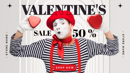 Ontwerpsjabloon van FB event cover van Valentine's Day Sale with Cute Mime