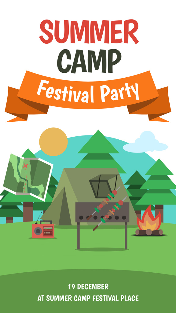 Designvorlage Festival Party in Summer Camp für Instagram Story