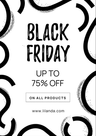 Black Friday Ad with Ribbons Pattern Flyer A7 Design Template