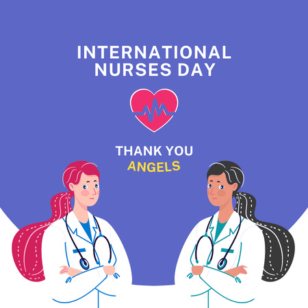 Designvorlage Nurses are Angels Violet Illustrated für Instagram