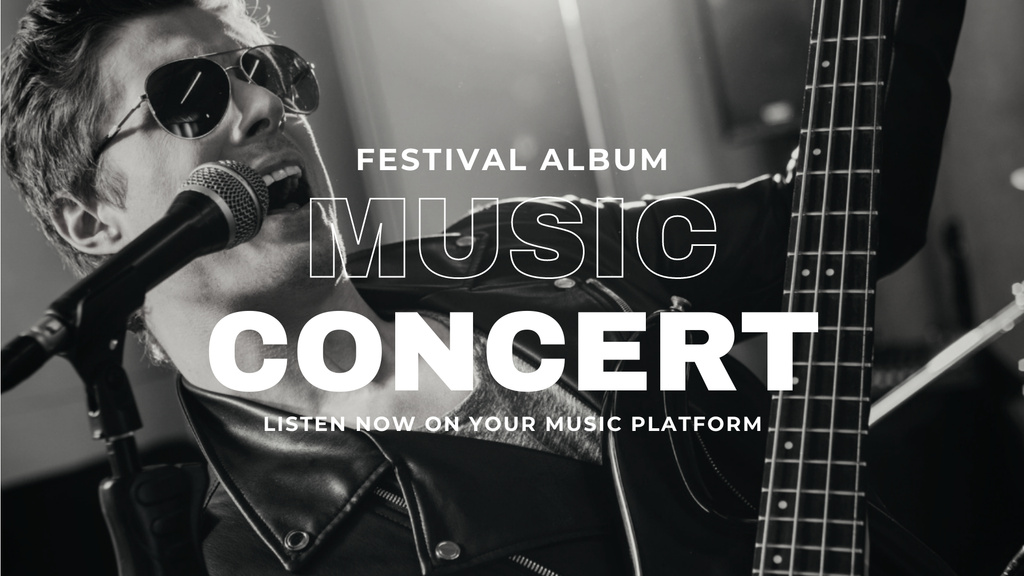 Music Concert Ad with Singer Man FB event cover – шаблон для дизайна