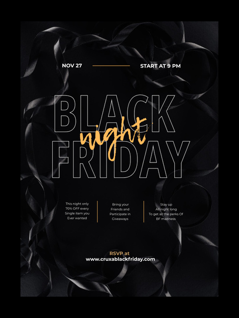 Plantilla de diseño de Black Friday night sale Poster US 