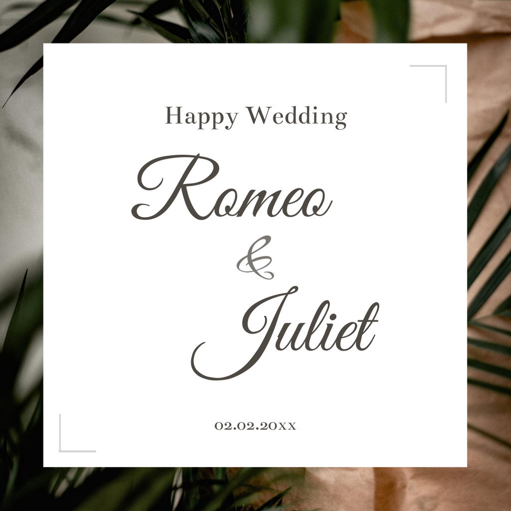 Simple Wedding Invitation Instagram Tasarım Şablonu