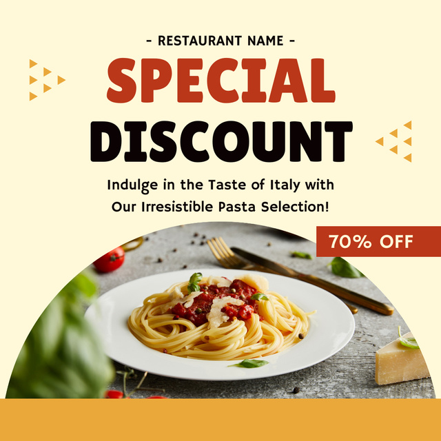 Special Discount on Italian Pasta Instagramデザインテンプレート