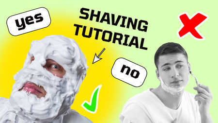 Designvorlage Shaving Tutorial with Funny Man in Foam für Youtube Thumbnail