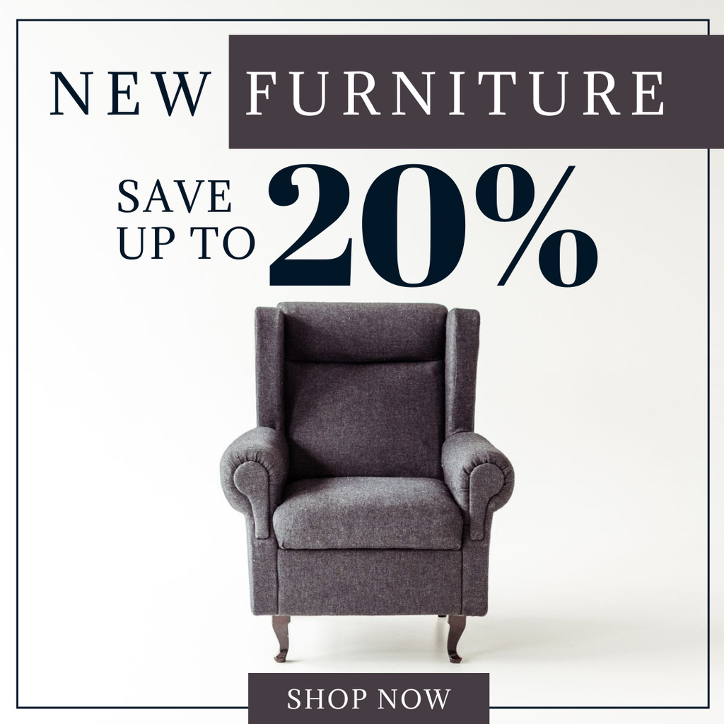 Furniture Discount Offer with Stylish Armchair Instagram tervezősablon