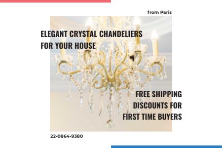 Elegant crystal chandeliers shop Gift Certificate Design Template