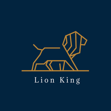 Company Emblem with Lion on Blue Logo Design Template