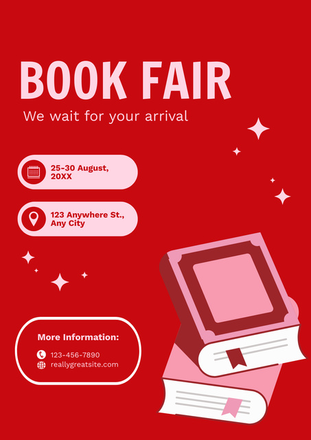 Book Fair with Books Poster Modelo de Design