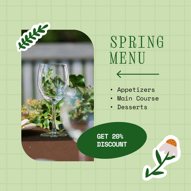 Spring List of Dishes For Restaurant With Discount Animated Post Tasarım Şablonu