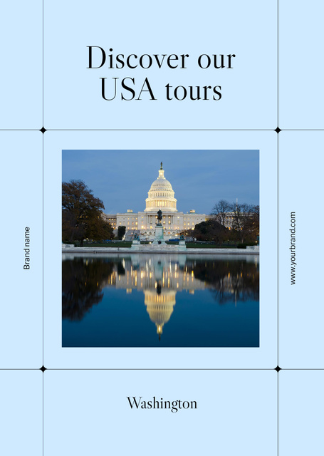 Travel USA Tours With Scenic View Postcard A6 Vertical Design Template