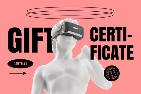 Platilla de diseño Antique Statue in Virtual Reality Glasses Gift Certificate