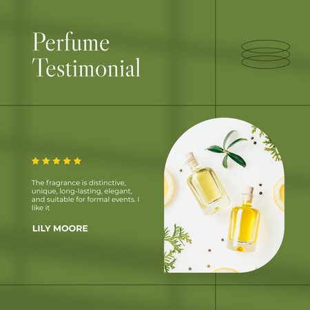 Designvorlage Parfüm Testimonial mit Bewertung für Instagram