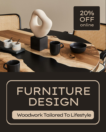 Designvorlage Möbeldesign-Dienstleistungen mit Rabatt für Instagram Post Vertical