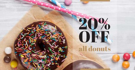 Sweet glazed Donuts with sprinkles Facebook AD Design Template