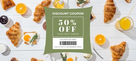 Food Order Discount Coupon 3.75x8.25in Design Template