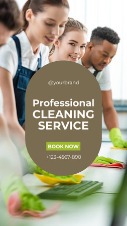 Cleaning Service Team Working in the Office Instagram Video Story Design Template