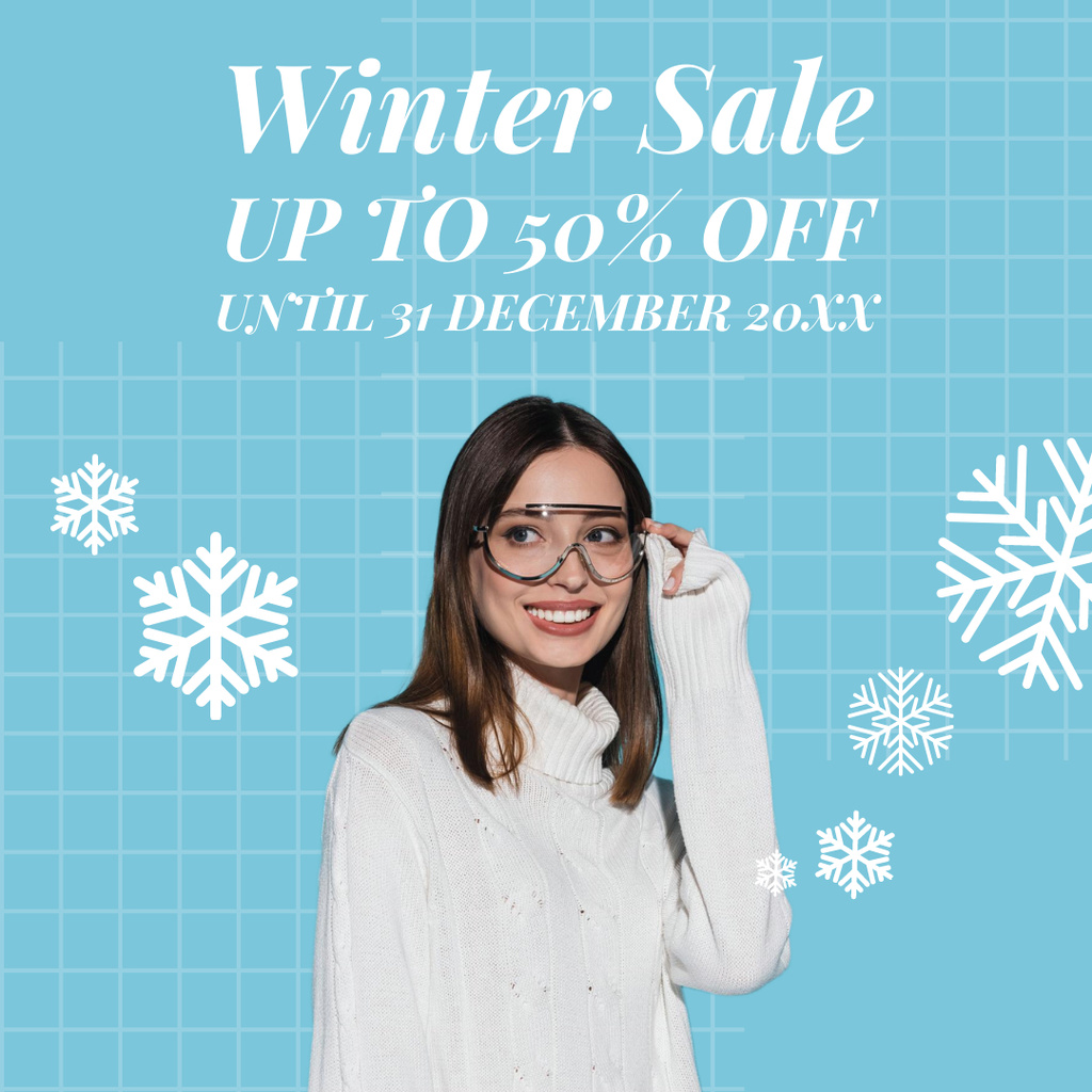 Fashion Shop Winter Sale Blue Instagram AD Design Template