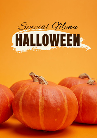 Halloween Menu Announcement with Ripe Orange Pumpkins Poster Design Template