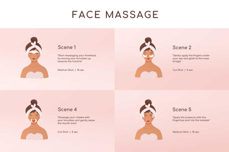 Modèle de visuel Femme de détente au massage du visage - Storyboard