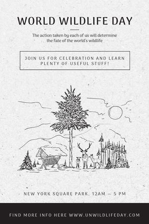 World Wildlife Day Event Announcement Nature Drawing Tumblr Design Template