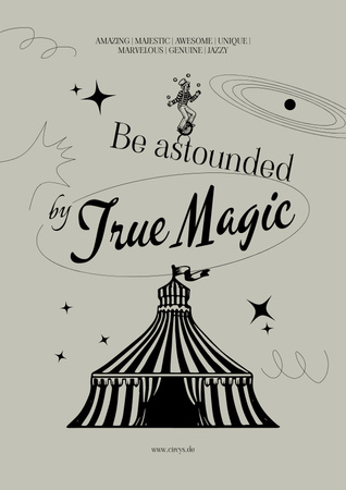 Circus Show Announcement with True Magic Poster Design Template
