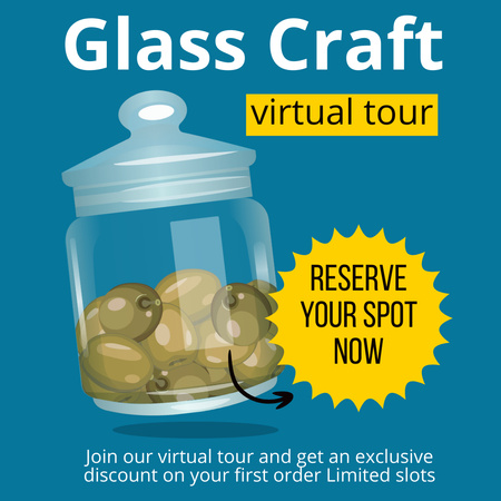 Modèle de visuel Annonce de l'événement de visite virtuelle de l'artisanat du verre - Instagram