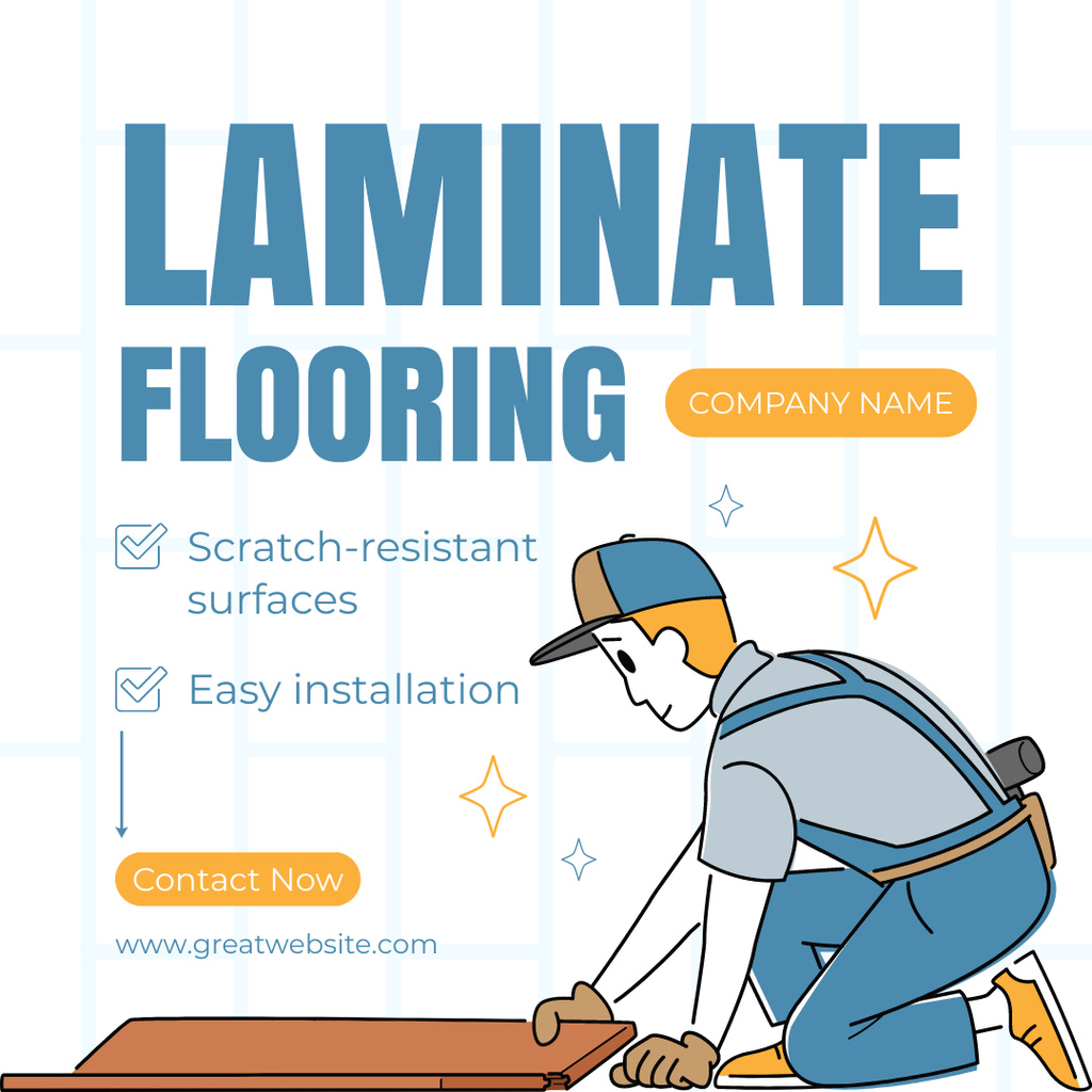 Services of Laminate Flooring with Repairman Instagram AD – шаблон для дизайна