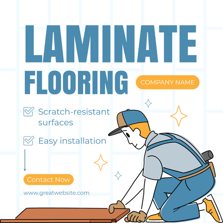 Services of Laminate Flooring with Repairman Instagram AD Design Template