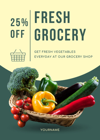 Fresh Vegetables In Basket Sale Offer Flayer Design Template
