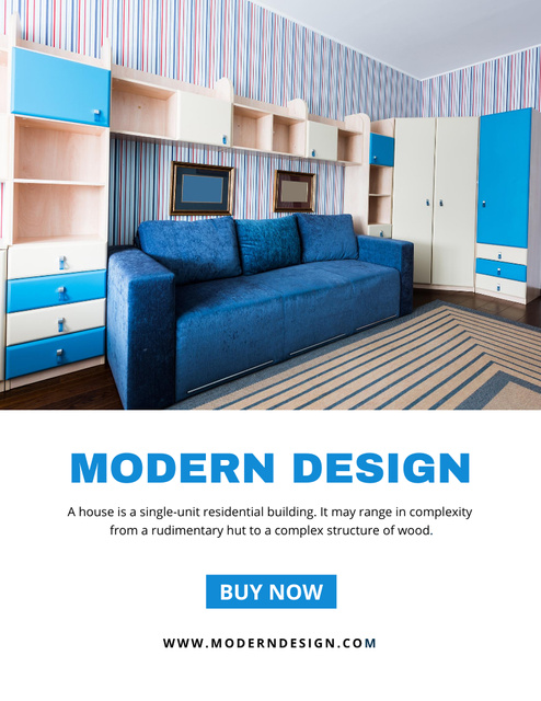 Budget-friendly Real Estate Agency Ad with Modern Apartment Poster 8.5x11in Modelo de Design