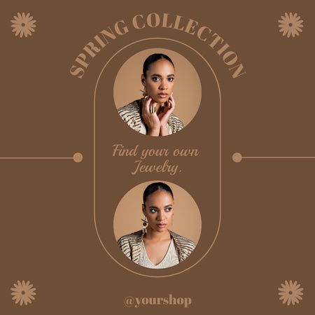 Spring Sale Offer with Attractive African American Woman Instagram AD Design Template