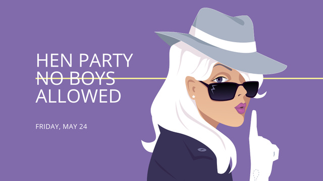 Hen Party Announcement with Woman Detective FB event cover tervezősablon