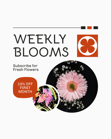 Týdenní slevová nabídka na kvetoucí aranžmá Instagram Post Vertical Šablona návrhu