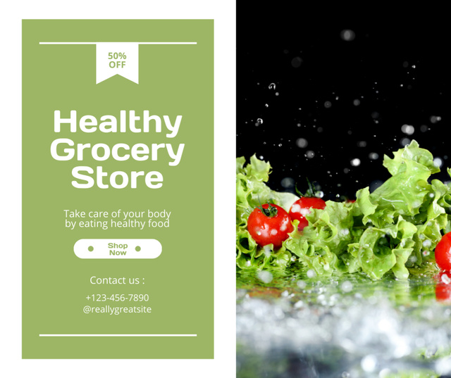 Ontwerpsjabloon van Facebook van Lettuce With Tomatoes For Healthy Nutrition Offer