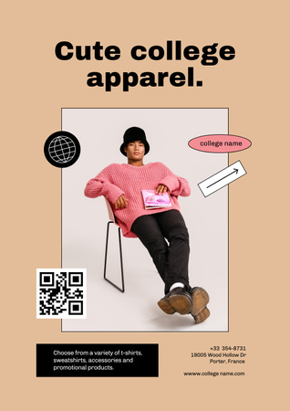 Stylish Student in College Apparel Poster – шаблон для дизайна